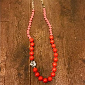 Fossil necklace red pink beaded missing 1 crystal